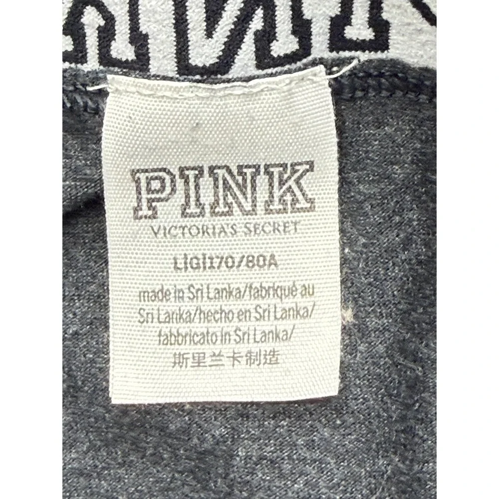 PINK‎ Leggings Womens L Gray Ankle Elastic Waist Stretch Jersey Logo Comfort